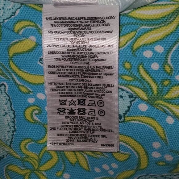 Brooks Brothers Cotton Vintage Style Lamb Print Blue Green Shift Dress Size 4 - Picture 3 of 10
